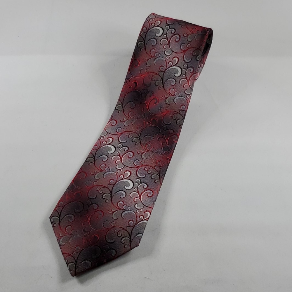 VAN HEUSEN Red & Gray Patterned Men's Tie